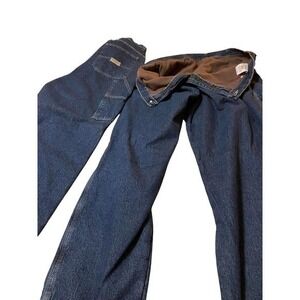 1 Pair Mens Wrangler Brown Fleece Lined Carpenter Jeans Size 38x30